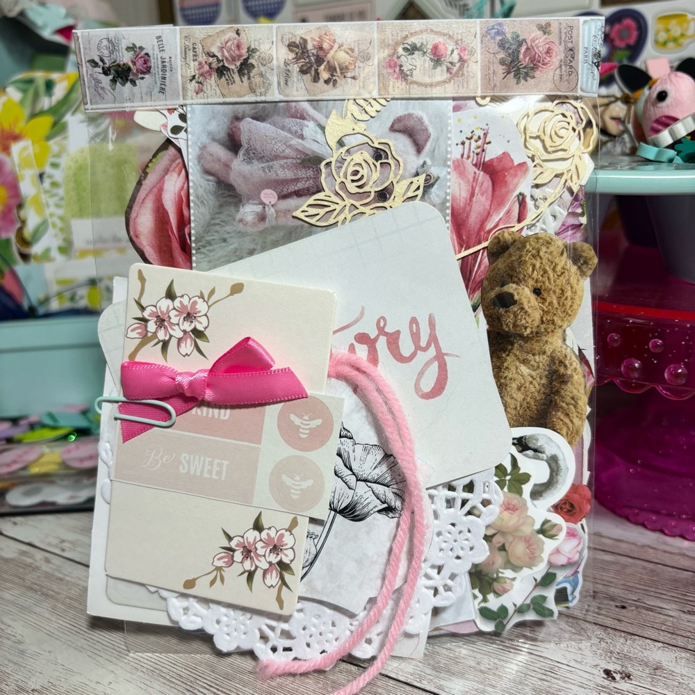 Coquette Junk Journal Paper Scrap Pack Kit 50 Piece Pink Cute Floral Swan Bows